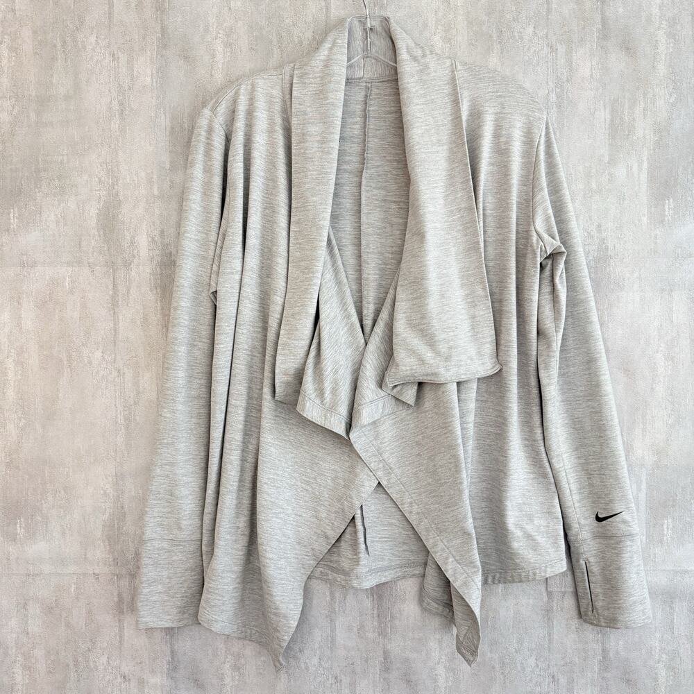 Nike Yoga Open Cardigan Women’s Small Long Sleeve Atmosphere Grey CD3210-059 Top
